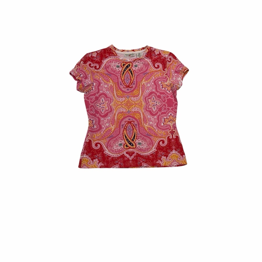 Ralph Lauren Pink, Red & Yellow Paisley Short Sleeve Tee